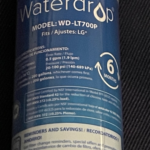 NWOT WATERDROP Replacement Water Filters for LG® LT700P® & LT120F® - Lot of 3 - Picture 6 of 6